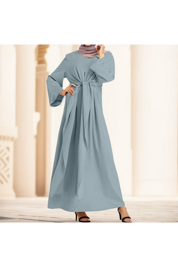 Women's Long Sleeve Dress Vintage Pullover Abaya Prayer Clothes Praying Clothes for Women Vintage Lace Bodice Nightgown Dress Dresses for Women Party Long Sleeve Garments for Women Women Clothes Flax