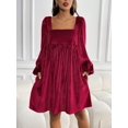 thumbnail image 1 of Women's Long Sleeve Dress with Chic Design and Flattering Fit - X Large, Burgundy, 1 of 7