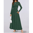 thumbnail image 1 of Women's Long Sleeve Fall Maxi Dress Crewneck Knit Casual Slim Swing Pleated Dresses with Pockets, 1 of 7