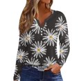 Women's Long Sleeve Fall Tops Plus Size Shirts Henley Button VNeck