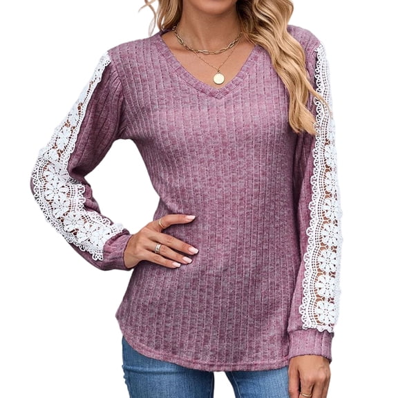 Women's Long Sleeve Fashion Casual Floral Lace Top