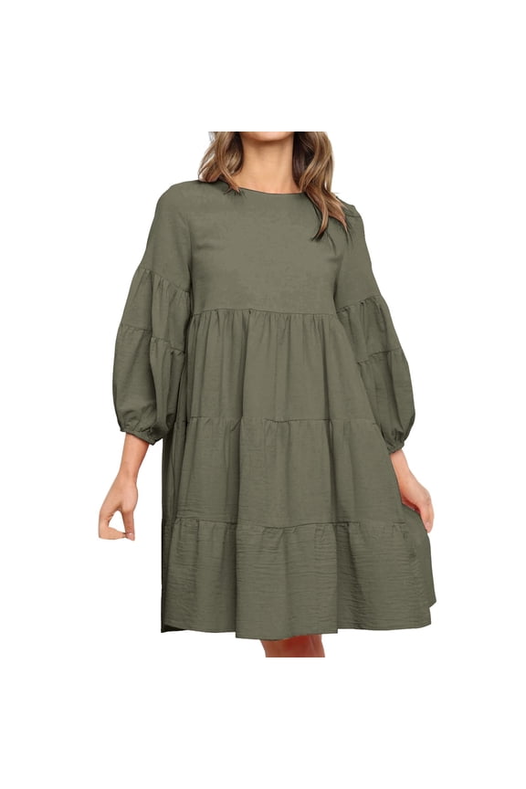 Women's Long Sleeve Fashionable Solid Color Dress Splicing Loose Large Swing Dress Sweater Dresses V Neck Dress Pickle Dress Dress with Strings Hanging Cute Fall Dress Warm Sweater Dress Belted Wrap