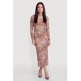 thumbnail image 1 of Women's Long Sleeve Floral Ruched Mesh Maxi Dress, 1 of 3