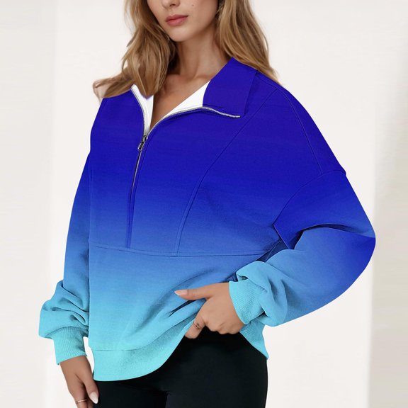 Women’s Long Sleeve Half Zip Hoodie Pullover Casual Loose Fit Sweatshirt for Everyday Wear