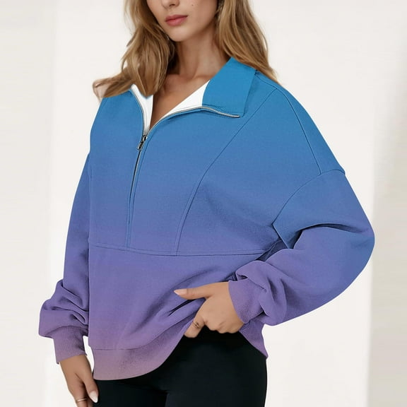 Women’s Long Sleeve Half Zip Hoodie Pullover Casual Loose Fit Sweatshirt for Everyday Wear