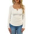 thumbnail image 1 of Women's Long Sleeve Henley Ribbed Fall Top Casual Winter T-Shirt, 1 of 8