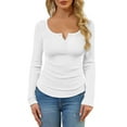 thumbnail image 1 of Women's Long Sleeve Henley Ribbed Fall Top Casual Winter T-Shirt, 1 of 9