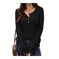 thumbnail image 1 of Women’s Long-Sleeve Henley Top Soft Knit Button Pullover Casual Loose Fit Neck Lightweight Tunic Blouse Basic Tees Fall Sweaters, 1 of 7