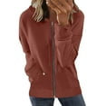 thumbnail image 1 of Women's Long Sleeve Hooded Coat Solid Color Casual Sweatshirt with Pockets Winter Plus Size Zipper Outerwear, 1 of 5