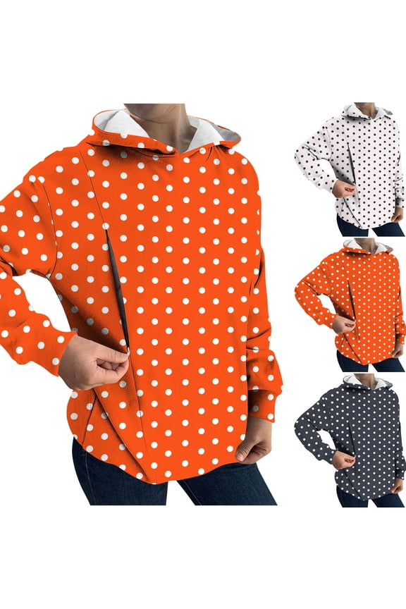 Women's Long Sleeve Hooded Zipper Nursing Jacket Sweatshirt Top Casual Loose Fit Solid Color Maternity Wear for Daily Loungewear Travel Outfits Fashion Essential Gift for Women