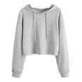 thumbnail image 1 of Women's Long Sleeve Hoodie Drawstring Crop Sweatshirt Casual Pullover Blouse Comfortable Stylish Top, 1 of 7