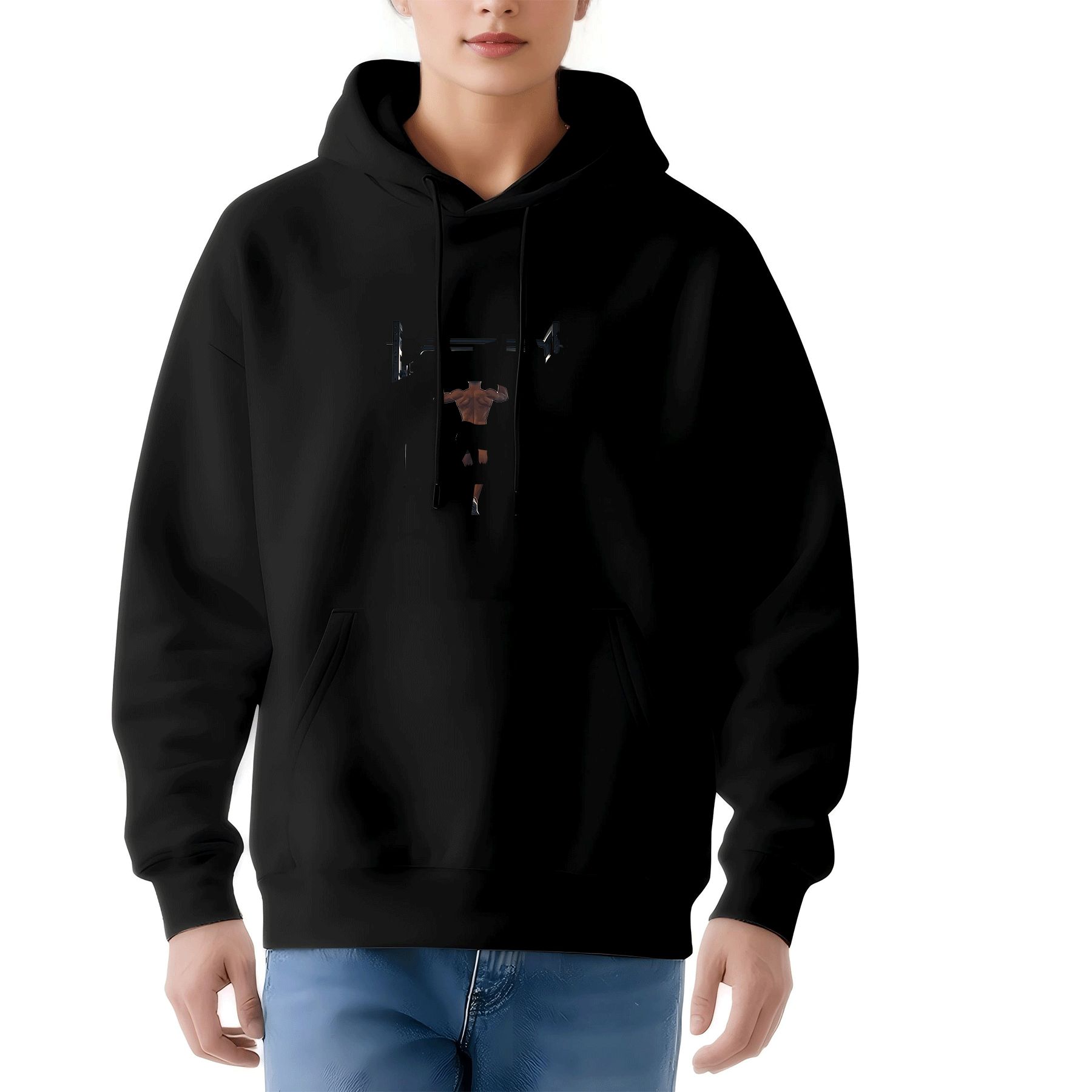 Women's Long Sleeve Hoodie Pullover Sweatshirt with Pockets - Fun Weightlifting Graphic & ' Energy - Saving Mode ' Quote