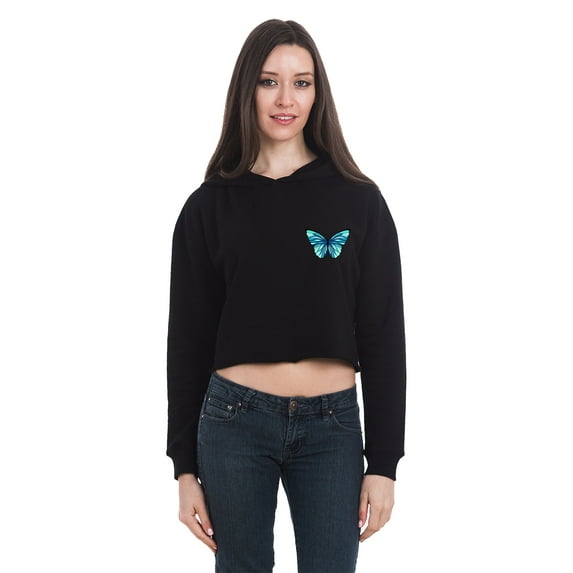 Women's Long Sleeve Hoodies Crop Tops Sweatshirt Cute Butterfly Pullover Sweater for Women Oversized Novelty Hoodie