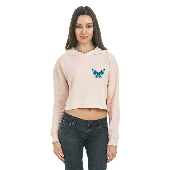 Women's Long Sleeve Hoodies Crop Tops Sweatshirt Cute Butterfly Pullover Sweater for Women Oversized Novelty Hoodie