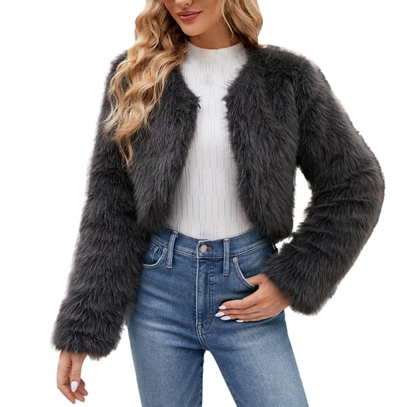 Women's Long Sleeve Jacket Cozy Winter Outerwear Elegant Furry Coat Warm Gilet Fashionable Ladies Coat