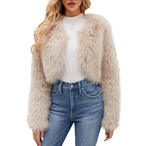 Women's Long Sleeve Jacket Cozy Winter Outerwear Elegant Furry Coat Warm Gilet Fashionable Ladies Coat