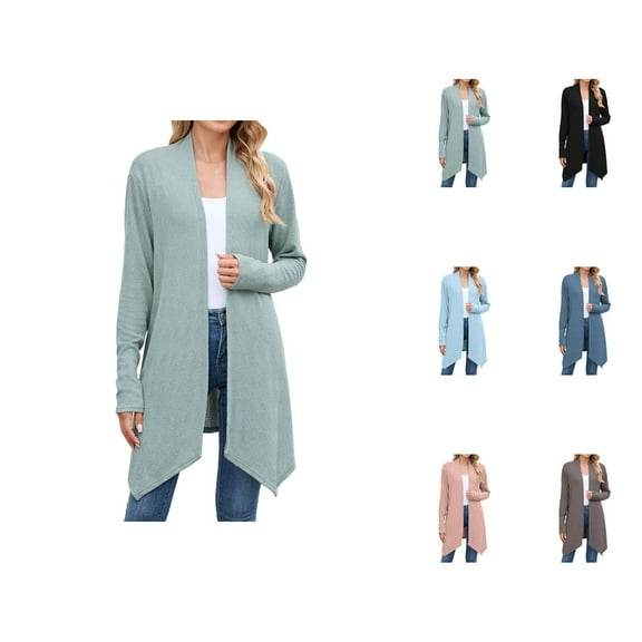 Women's Long Sleeve Knit Cardigan Solid Color Open Front Sweater Coat Casual Loose Fit Outwear For Daily Cardigan Sweaters for Women