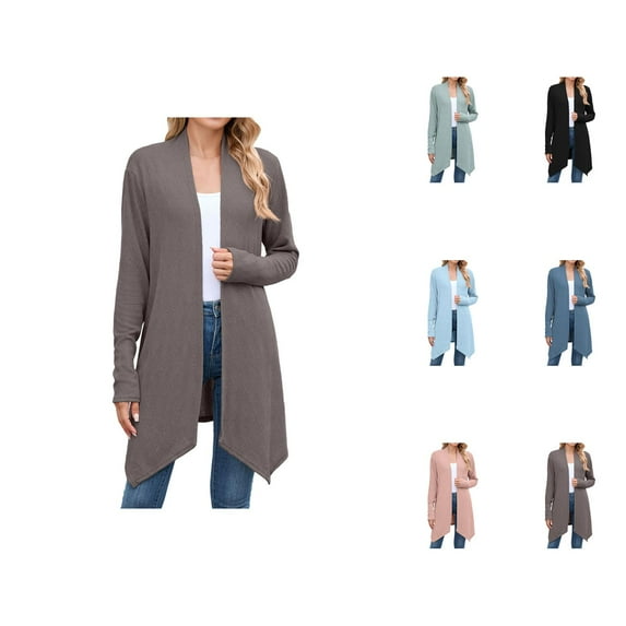 Women's Long Sleeve Knit Cardigan Solid Color Open Front Sweater Coat Casual Loose Fit Outwear For Daily Cardigan Sweaters for Women
