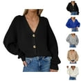thumbnail image 1 of Women's Long Sleeve Knit Sweater Open Front Cardigan Button Loose Outerwear Cardigan Sweaters for Women, 1 of 2