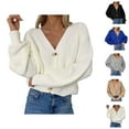 thumbnail image 1 of Women's Long Sleeve Knit Sweater Open Front Cardigan Button Loose Outerwear Cardigan Sweaters for Women, 1 of 2