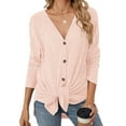 thumbnail image 1 of Women's Long Sleeve Knit Sweater Open Front Cardigan Button Loose Outerwear Tie Front Knot Tops, 1 of 3