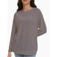 thumbnail image 1 of Women's Long Sleeve Knitted Crew Neck T-shirt, 1 of 6