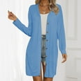 thumbnail image 1 of Women's Long Sleeve Knitted Jacket Mid Length Button Solid Ice Silk Knitted Cardigan Oversized Cardigan Lightweight Cardigan Sweaters for Women Knitted Cardigans Knitted Jacket Women Fall Cardigans, 1 of 6