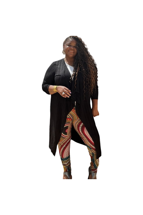 Women's Long Sleeve Knotted Back Midi Cardigan