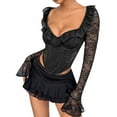 thumbnail image 1 of Women's Long Sleeve Lace Bodysuit V Neck Body Suit Shapewear Black S, 1 of 4