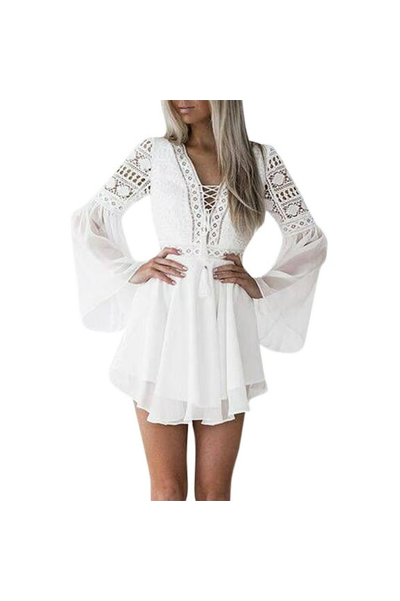 Women's Long Sleeve Lace Pencil Dress Elegant Bandage Party Bodycon Casual Formal Wear