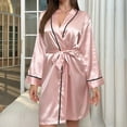 thumbnail image 1 of Women's Long Sleeve Lace Trim Nightgown and Robe Set, Soft Solid Color Loungewear for Home, 1 of 3