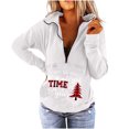 thumbnail image 1 of Women's Long Sleeve Lapel Half Zip Up Sweatshirt Christmas Stylish Loose Fit Casual Pullover Tops Fall Clothes for Women, 1 of 6
