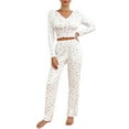 thumbnail image 1 of Women's Long Sleeve Long Pants Pajama Set - Outdoor Wear Suitable Loungewear - White Size L, 1 of 5