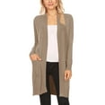 thumbnail image 1 of Women's Long Sleeve Loose Fit Open Front Pockets Solid Knit Sweater Cardigan Plus Size, 1 of 4