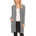 thumbnail image 1 of Women's Long Sleeve Loose Fit Open Front Pockets Solid Knit Sweater Cardigan Plus Size, 1 of 4