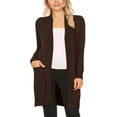 thumbnail image 1 of Women's Long Sleeve Loose Fit Open Front Pockets Solid Knit Sweater Cardigan, 1 of 4