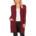 thumbnail image 1 of Women's Long Sleeve Loose Fit Open Front Pockets Solid Knit Sweater Cardigan, 1 of 4