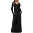 thumbnail image 1 of Women's Long Sleeve Loose Plain Maxi Dresses Casual Long Dresses with Pockets,US Size,Long Sleeve Dark green,L, 1 of 6