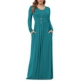 thumbnail image 1 of Women's Long Sleeve Loose Plain Maxi Dresses Casual Long Dresses with Pockets,US Size,Long Sleeve Dark green,L, 1 of 9