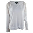 thumbnail image 1 of Women's Long Sleeve Mesh Shoulder Top Shirt Wht Large, 1 of 2