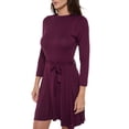 thumbnail image 1 of Women's Long Sleeve Midi Cocktail Dress, Round Neck, Sexy, for Formal, Wedding Guest, Party(Burgundy 1X Plus Size), 1 of 6
