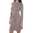 thumbnail image 1 of Women's Long Sleeve Midi Cocktail Dress, Round Neck, Sexy, for Formal, Wedding Guest, Party(Taupe 1X Plus Size), 1 of 6