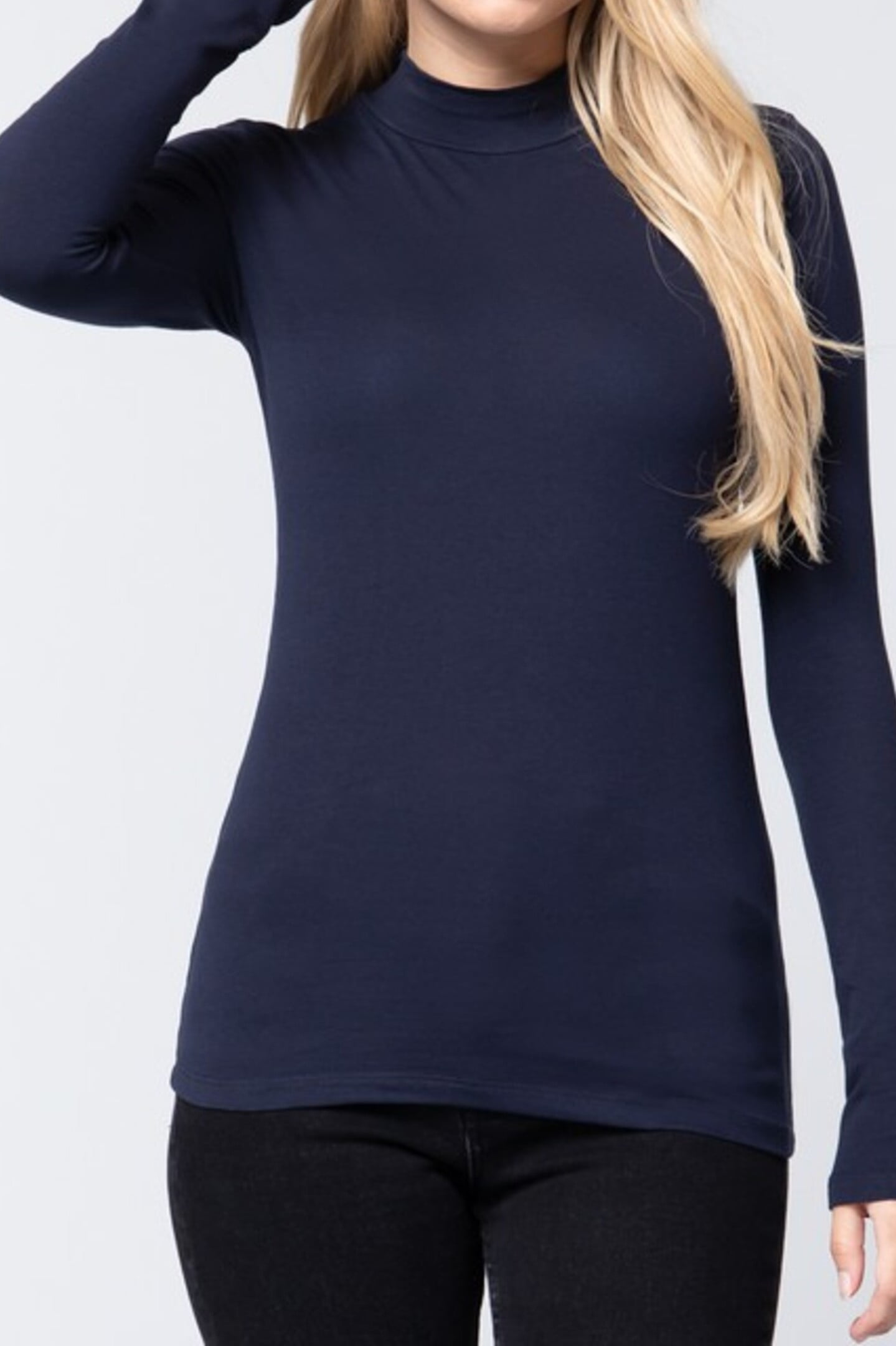 Cotton spandex jersey long sleeve cheap turtleneck