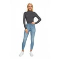 thumbnail image 1 of Women's Long Sleeve Mock Neck Jumpsuit Bodysuit, M, Grey, by Ambesonne, 1 of 4