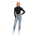 thumbnail image 1 of Women's Long Sleeve Mock Neck Jumpsuit Bodysuit, S, Black, by Ambesonne, 1 of 4