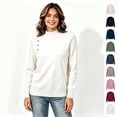 thumbnail image 1 of Women’s Long Sleeve Mock Neck Pullover Tops, Shoulder Button Detail Fall Winter Sweatshirt Top,Sizes M-2XL, 1 of 4
