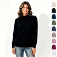 thumbnail image 1 of Women’s Long Sleeve Mock Neck Pullover Tops, Shoulder Button Detail Fall Winter Sweatshirt Top,Sizes M-2XL, 1 of 4