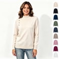 thumbnail image 1 of Women’s Long Sleeve Mock Neck Pullover Tops, Shoulder Button Detail Fall Winter Sweatshirt Top,Sizes M-2XL, 1 of 4