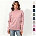 thumbnail image 1 of Women’s Long Sleeve Mock Neck Pullover Tops, Shoulder Button Detail Fall Winter Sweatshirt Top,Sizes M-2XL, 1 of 4