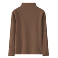 thumbnail image 1 of Women's Long Sleeve Mock Turtleneck T-Shirt, Solid Color Slim Fitted Top Base Layer Shirts, Coffee, X-Large, 1 of 4
